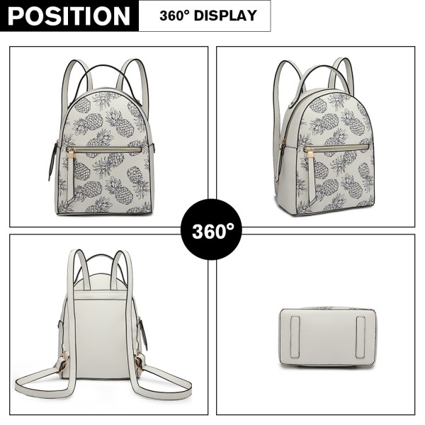 LG1866P-MISS LULU STYLISH LADIES RUCKSACK LEATHER PRINTED BACKPACK WHITE LG1866P-MISS LULU STYLISH LADIES RUCKSACK LEATHER PRINTED BACKPACK WHITE